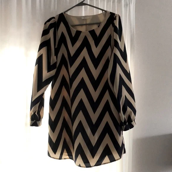 Gold And Navy Blue Chevron Dress | Color: Blue/Gold | Size: S | Caseyjohatch's Closet